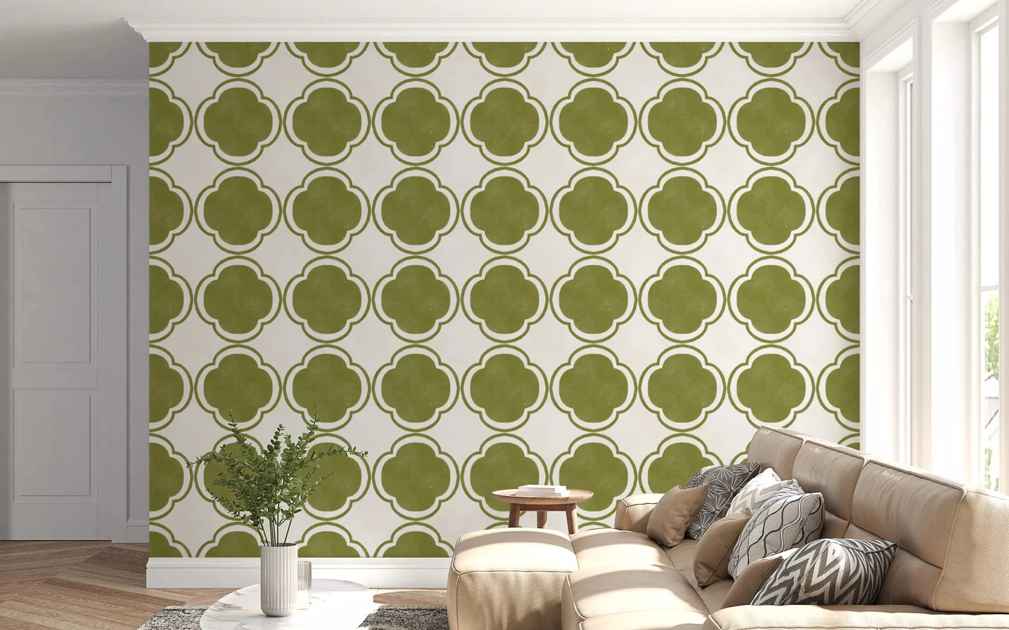 Mediterranean Quatrefoil Decor - Green Wallpaper⁠GD9144