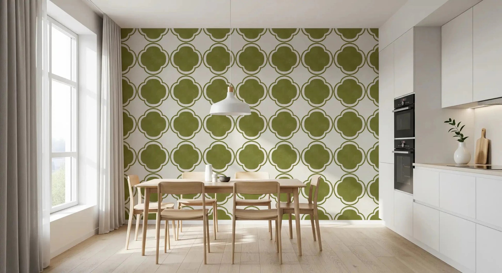 Mediterranean Quatrefoil Decor - Green Wallpaper⁠GD9144