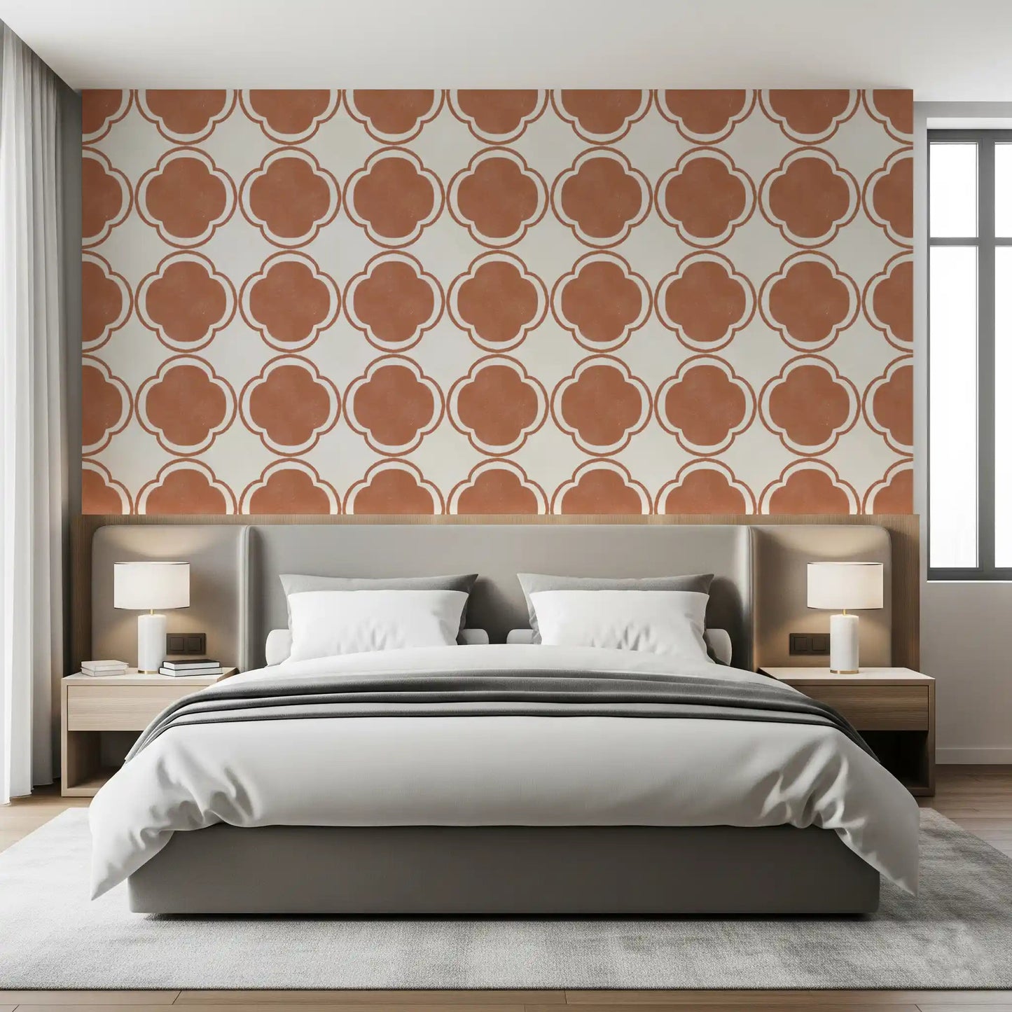 Mediterranean Quatrefoil Decor - Terracotta Wallpaper⁠GD9142