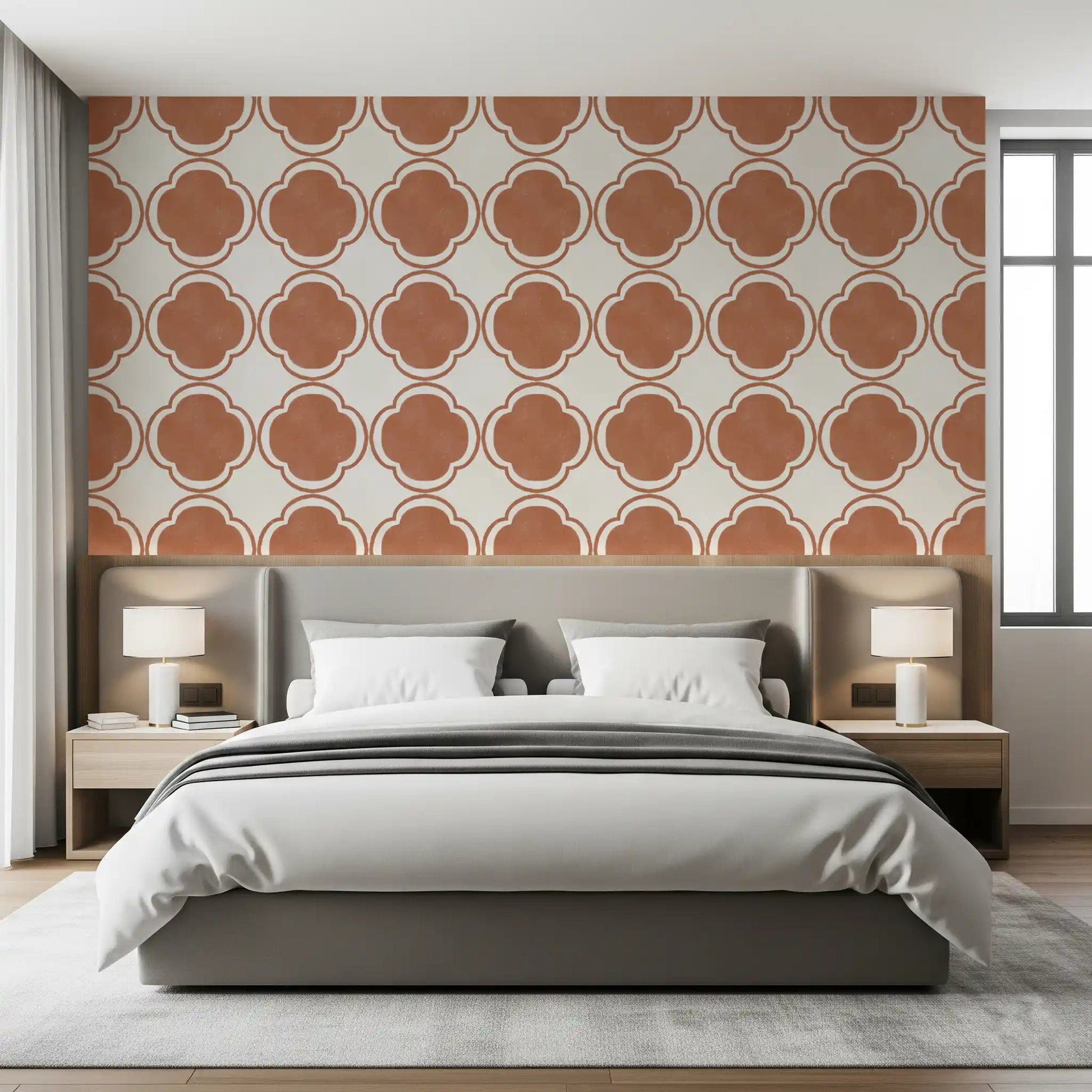 Mediterranean Quatrefoil Decor - Terracotta Wallpaper⁠GD9142