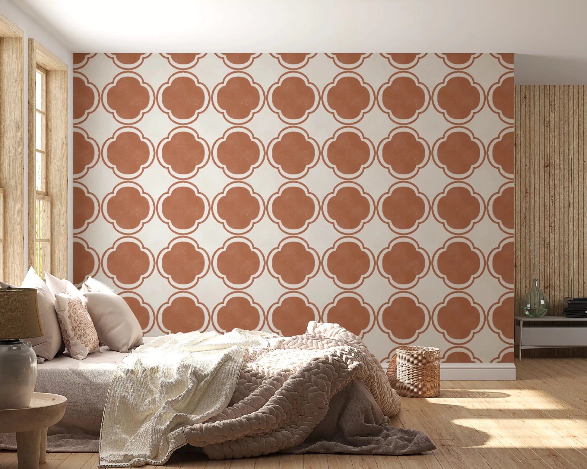 Mediterranean Quatrefoil Decor - Terracotta Wallpaper⁠GD9142