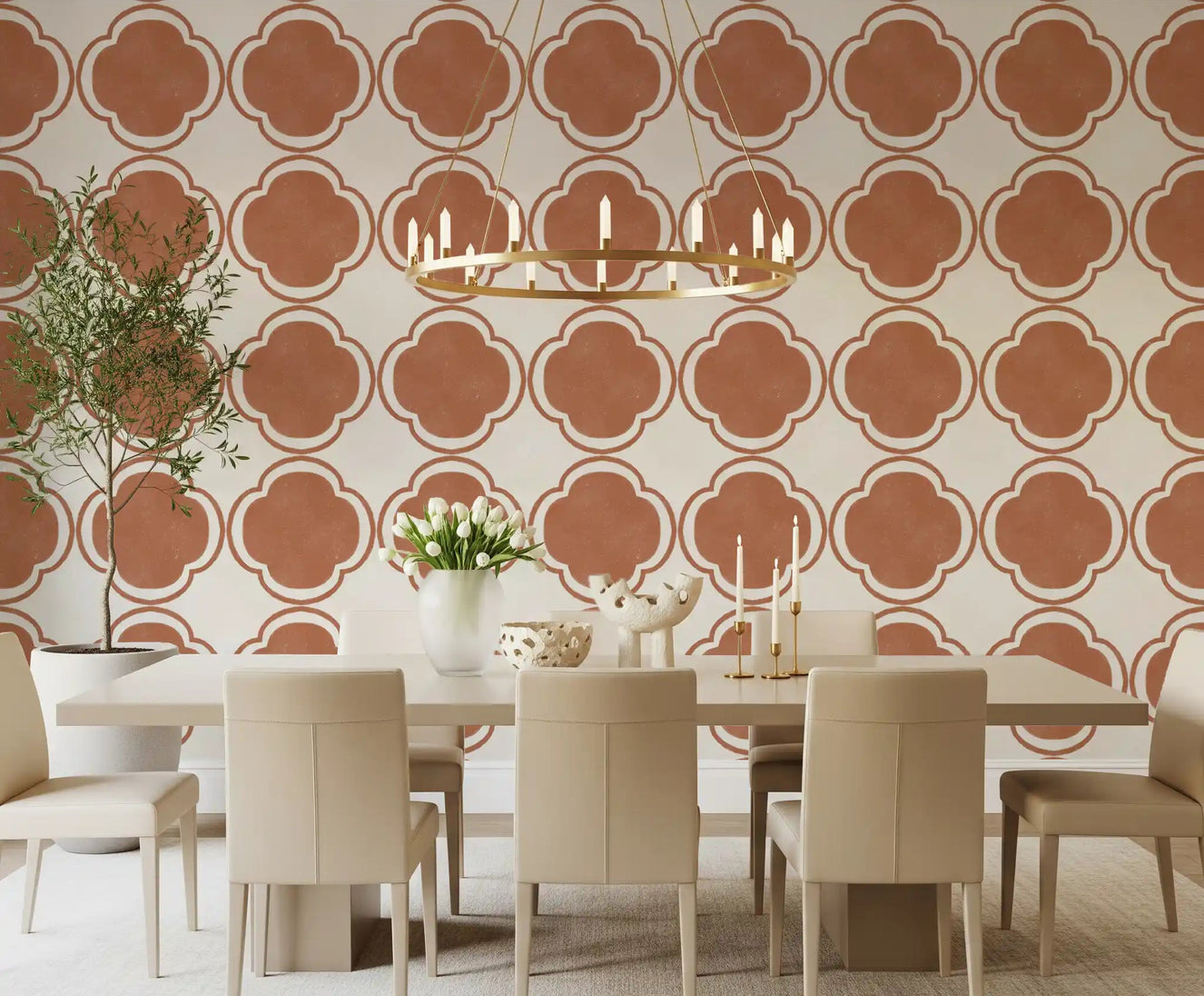Dining room featuring the Mediterranean Terracotta wallpaperD9142