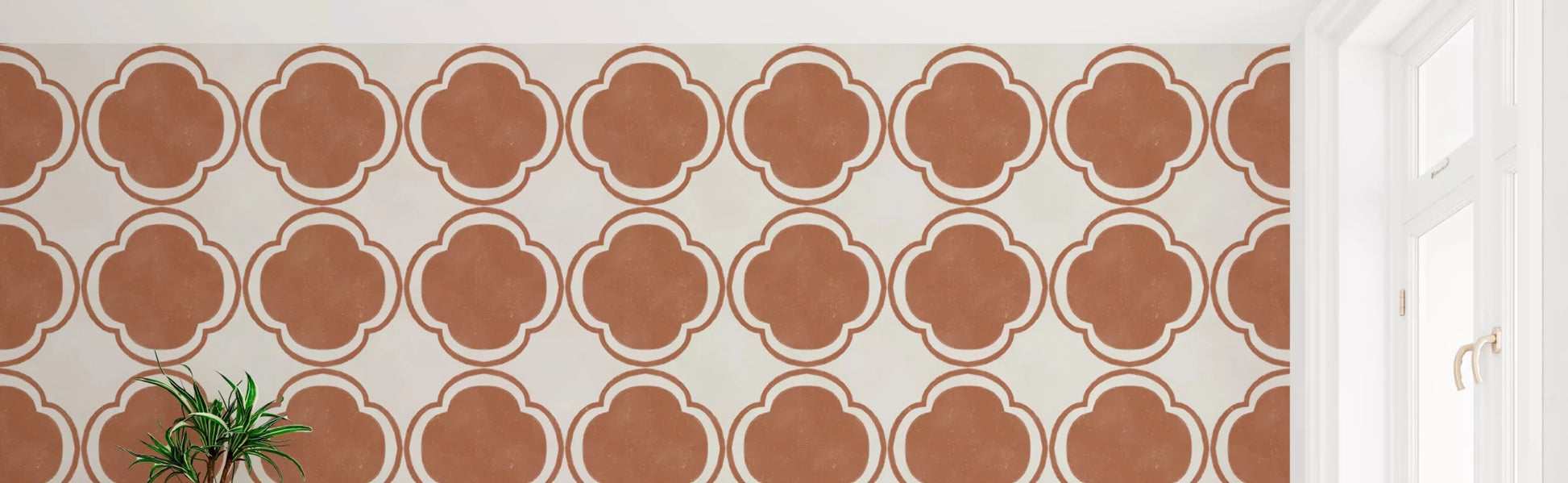 Mediterranean Quatrefoil Decor - Terracotta Wallpaper⁠GD9142