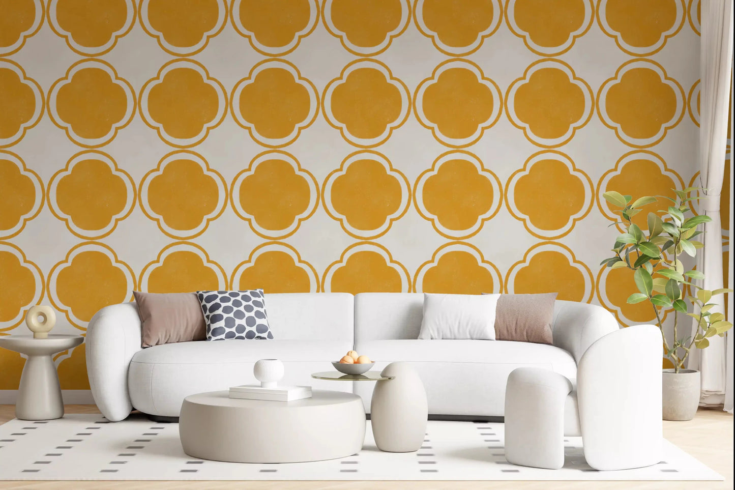 Mediterranean Quatrefoil Decor - Yellow Wallpaper⁠GD9143