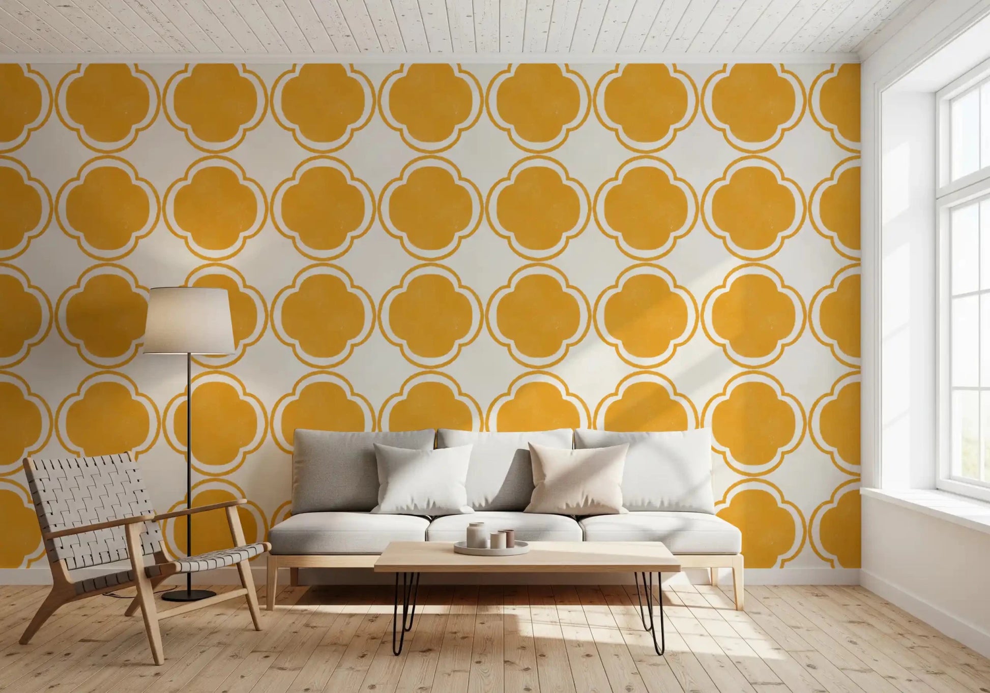 Mediterranean Quatrefoil Decor - Yellow Wallpaper⁠GD9143