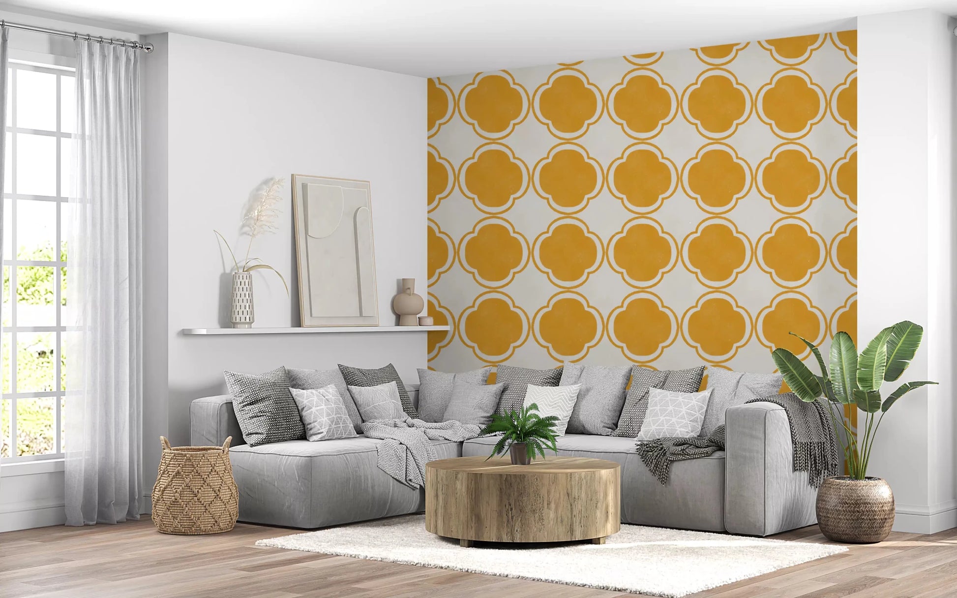 Mediterranean Quatrefoil Decor - Yellow Wallpaper⁠GD9143