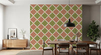 Mediterranean Rustic Checkerboard Aged Decoration - Terracotta - Olive Wallpaper⁠GD9146