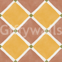 Mediterranean Rustic Checkerboard Aged Decoration - Terracotta - Yellow Wallpaper⁠GD9148