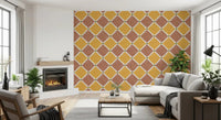 Mediterranean Rustic Checkerboard Aged Decoration - Terracotta - Yellow Wallpaper⁠GD9148