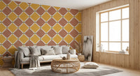 Mediterranean Rustic Checkerboard Aged Decoration - Terracotta - Yellow Wallpaper⁠GD9148