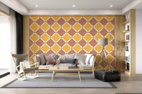 Mediterranean Rustic Checkerboard Aged Decoration - Terracotta - Yellow Wallpaper⁠GD9148