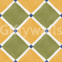 Mediterranean Rustic Checkerboard Aged Decoration - Yellow - Olive Wallpaper⁠GD9151