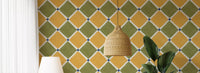 Mediterranean Rustic Checkerboard Aged Decoration - Yellow - Olive Wallpaper⁠GD9151