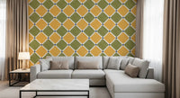 Mediterranean Rustic Checkerboard Aged Decoration - Yellow - Olive Wallpaper⁠GD9151