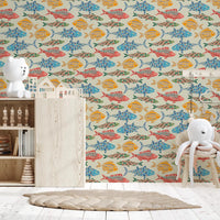 Decorative coastal print in Mediterranean Sea Fish wallpaper art