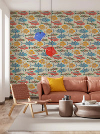 Playful aquatic look from Bright Multicolored fish wallpaper design