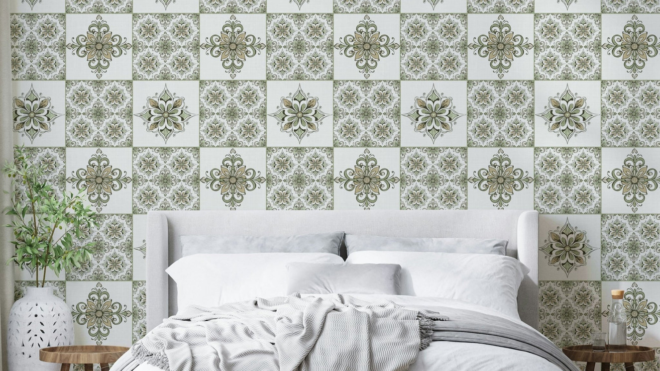 Floral tile wallpaper for walls
