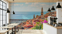 Scenic Mediterranean Village wallpaper for walls with harbor views.