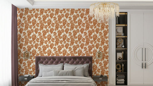 Elegant beige Mediterranean wallpaper with vineyard design

