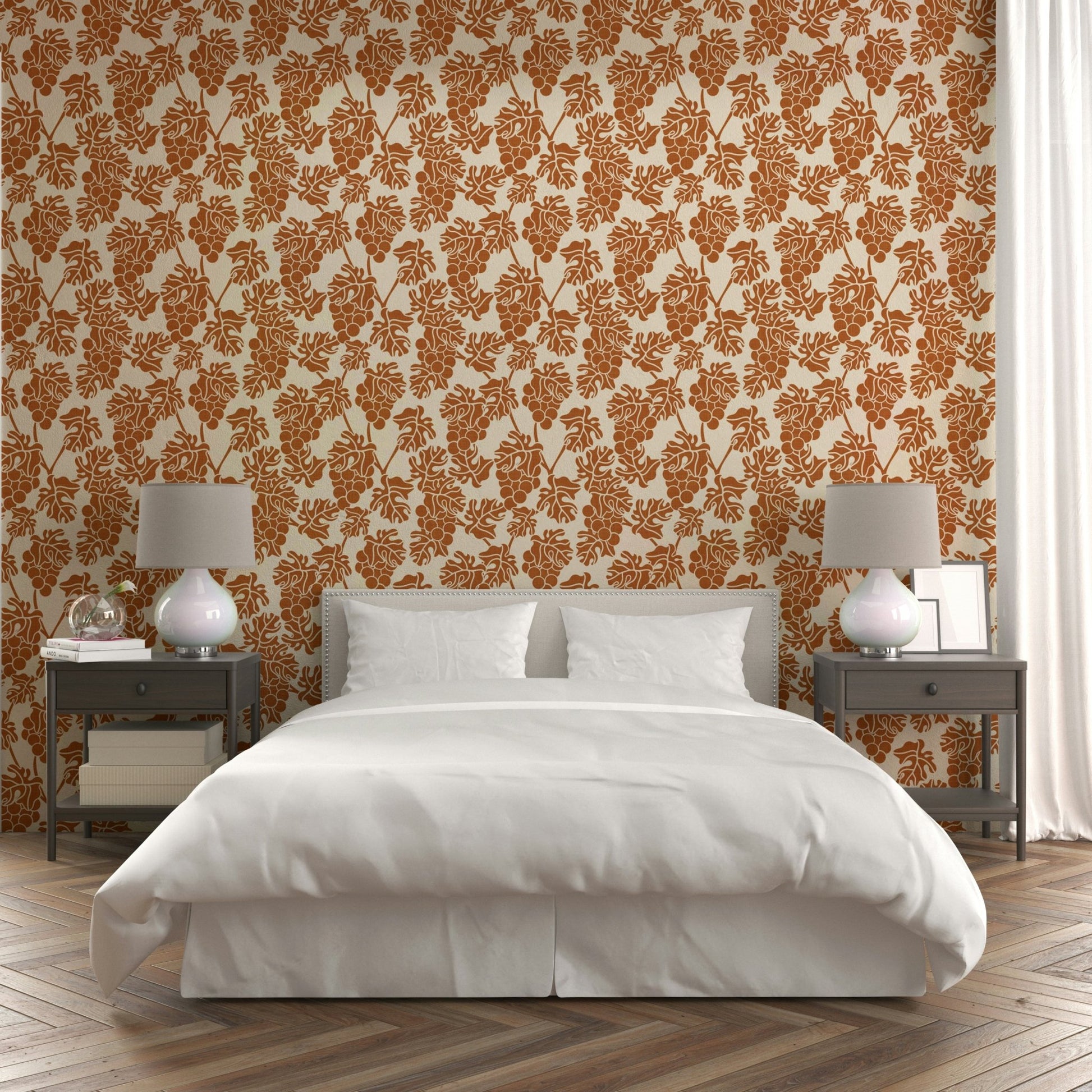 Beige Mediterranean vineyard wallpaper with natural texture, GD1518