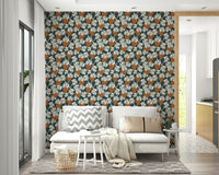 Vineyard-inspired blue wallpaper with Mediterranean charm


