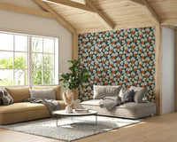 Blue Mediterranean vineyard wallpaper for serene rooms

