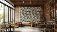Vineyard scenery in blue shades on Mediterranean wallpaper

