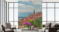 Mediterranean vista wall mural with ocean view.