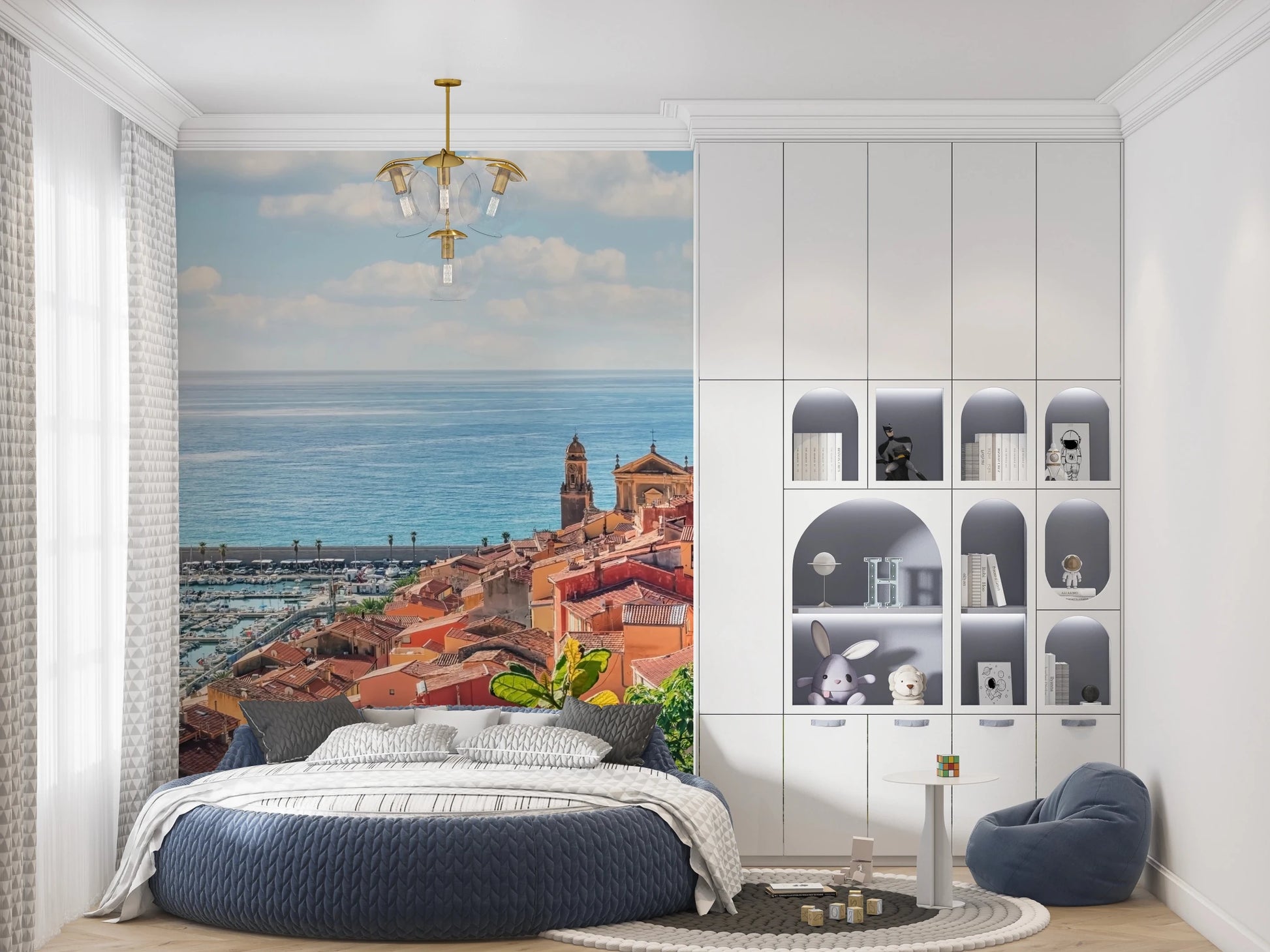 Peel and stick wall mural of French Riviera.