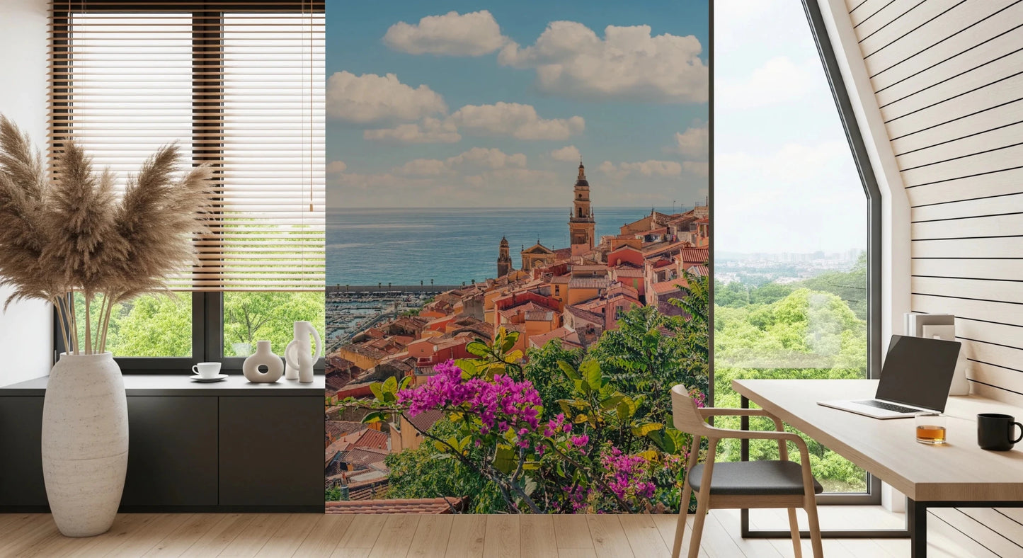 European coast wall mural for dining areas.