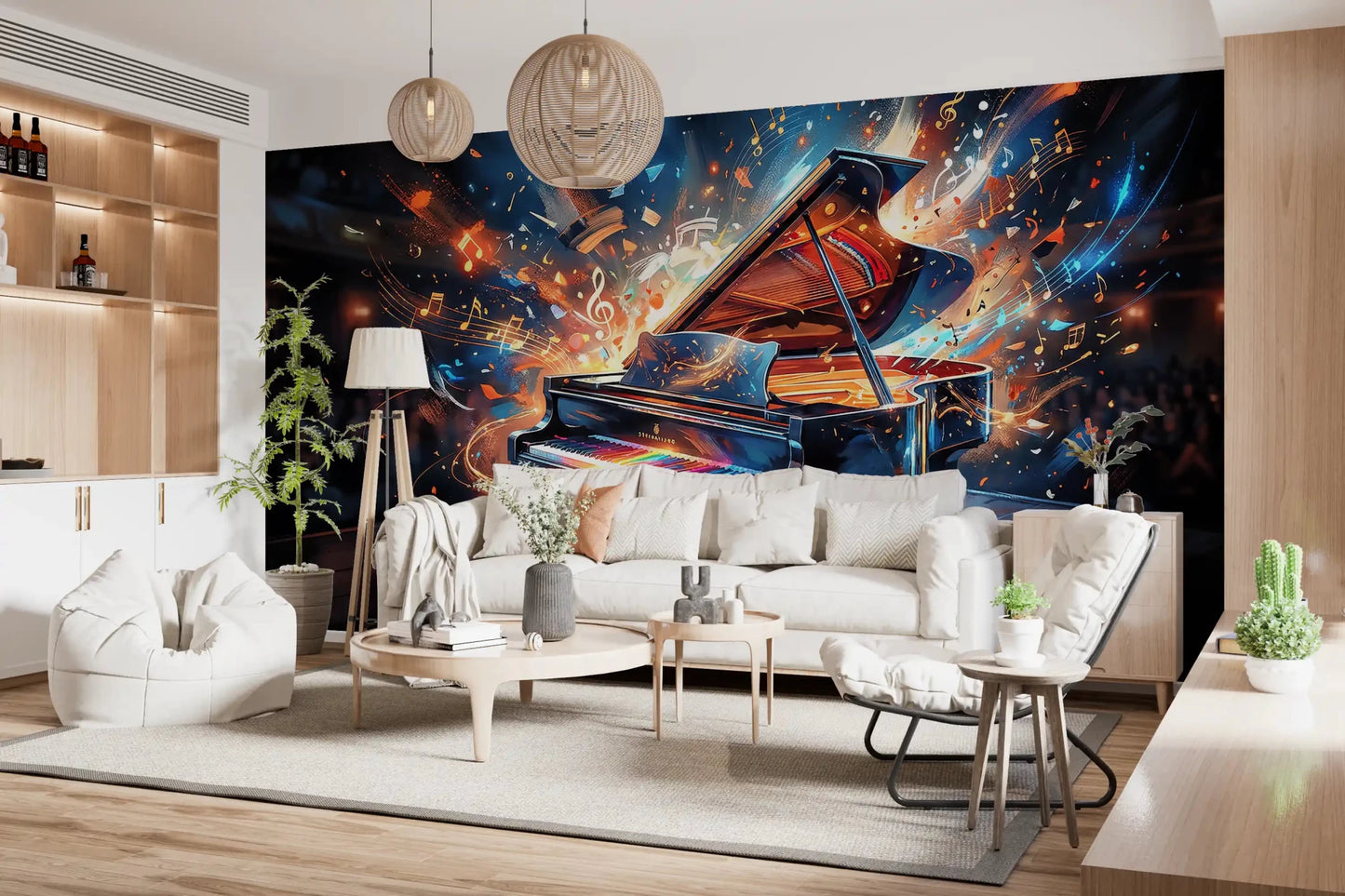 Melody Burst mural showing glowing piano and music flow, GD9421