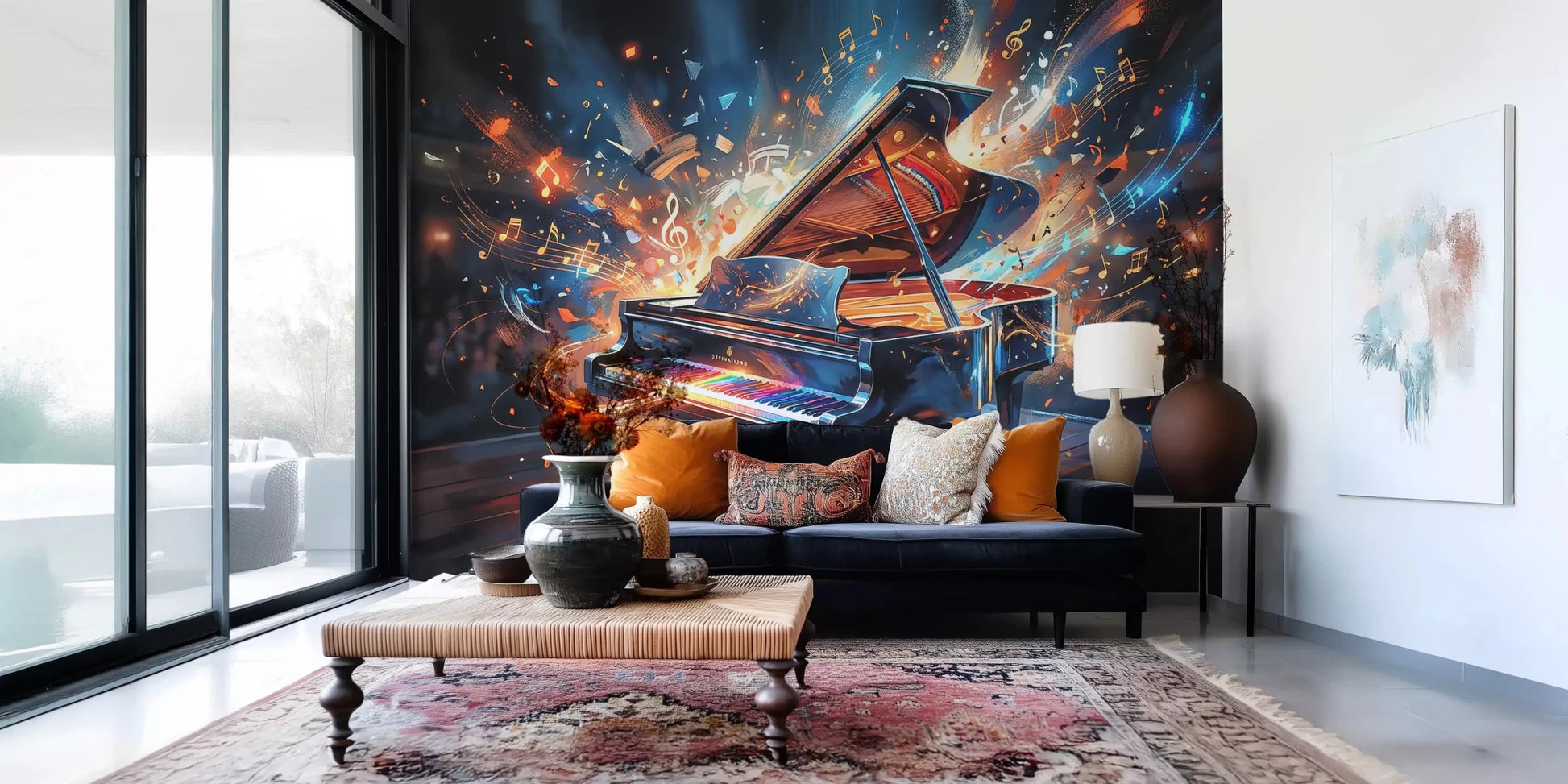 Hallway featuring Melody Burst wall mural colorful music art, GD9421