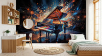Melody Burst wall mural with abstract music light design, GD9421