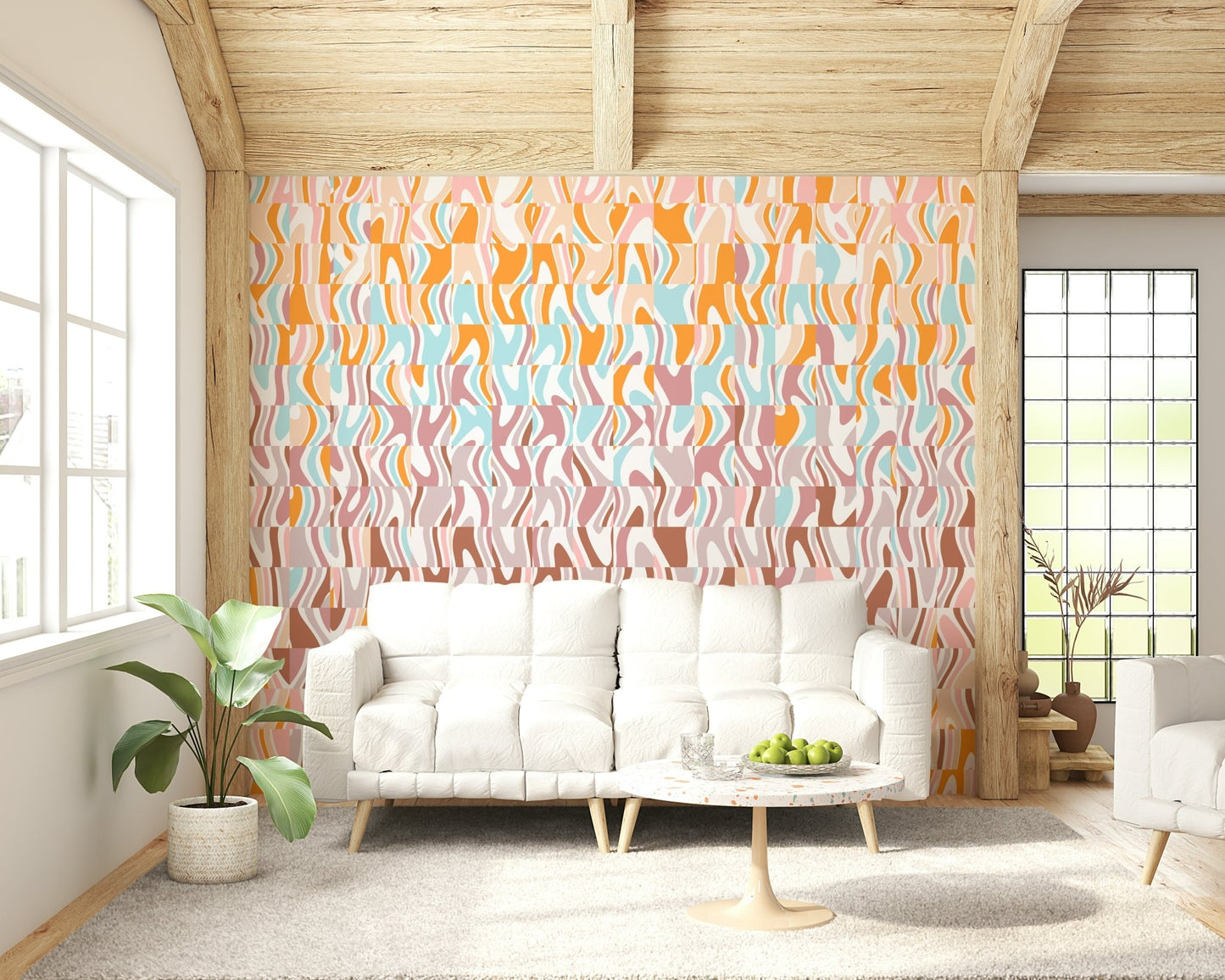 An artistic swirl of hues depicted on the Melting Colors Wall Mural surface.