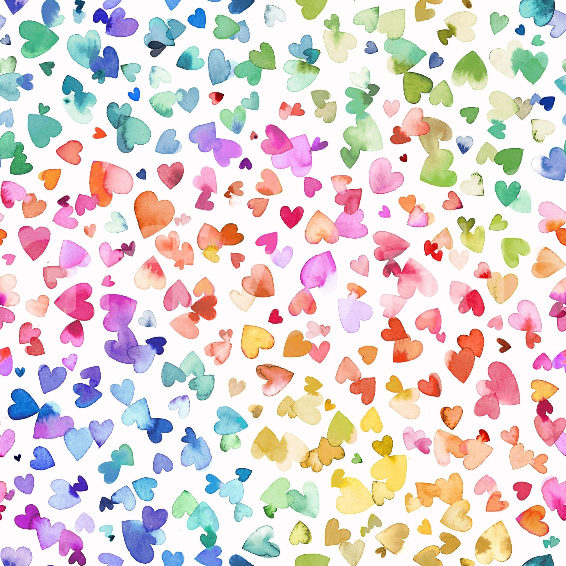 Scattered rainbow hearts wallpaper

