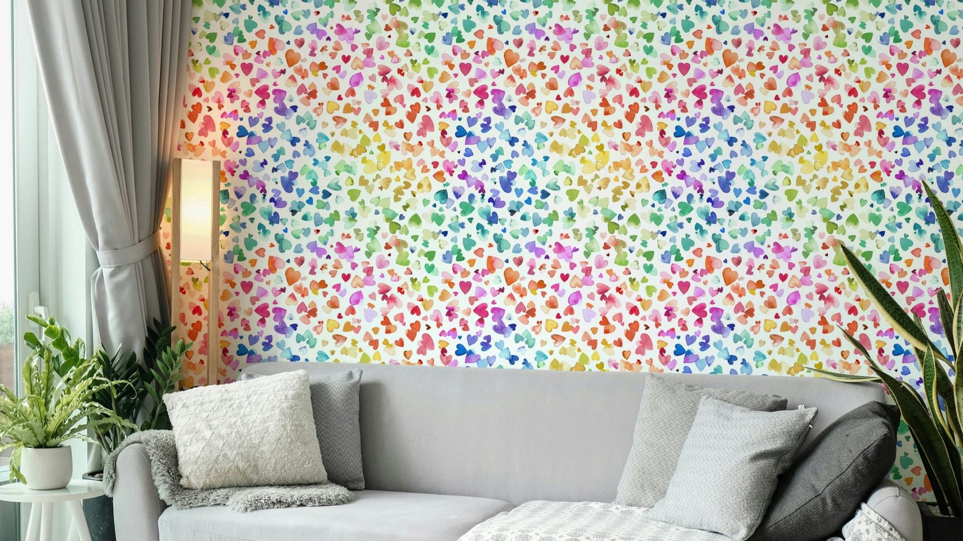 Multicolor heart wall design

