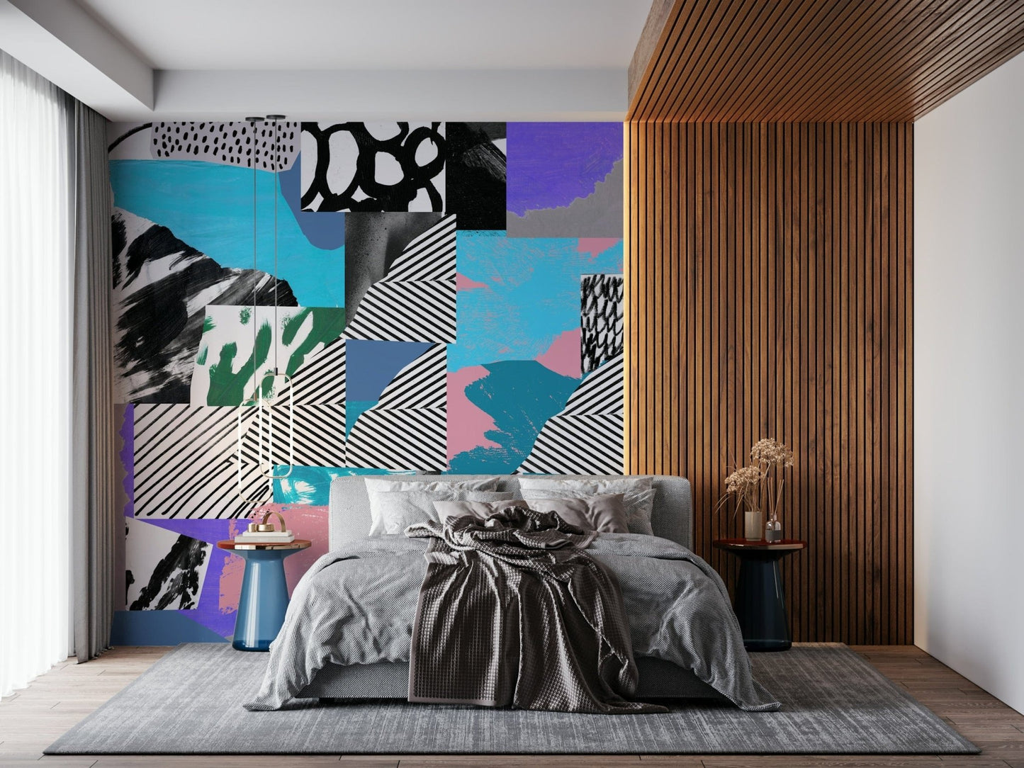 Ethereal, fragmented blocks, Melting Strips Wall Mural art.