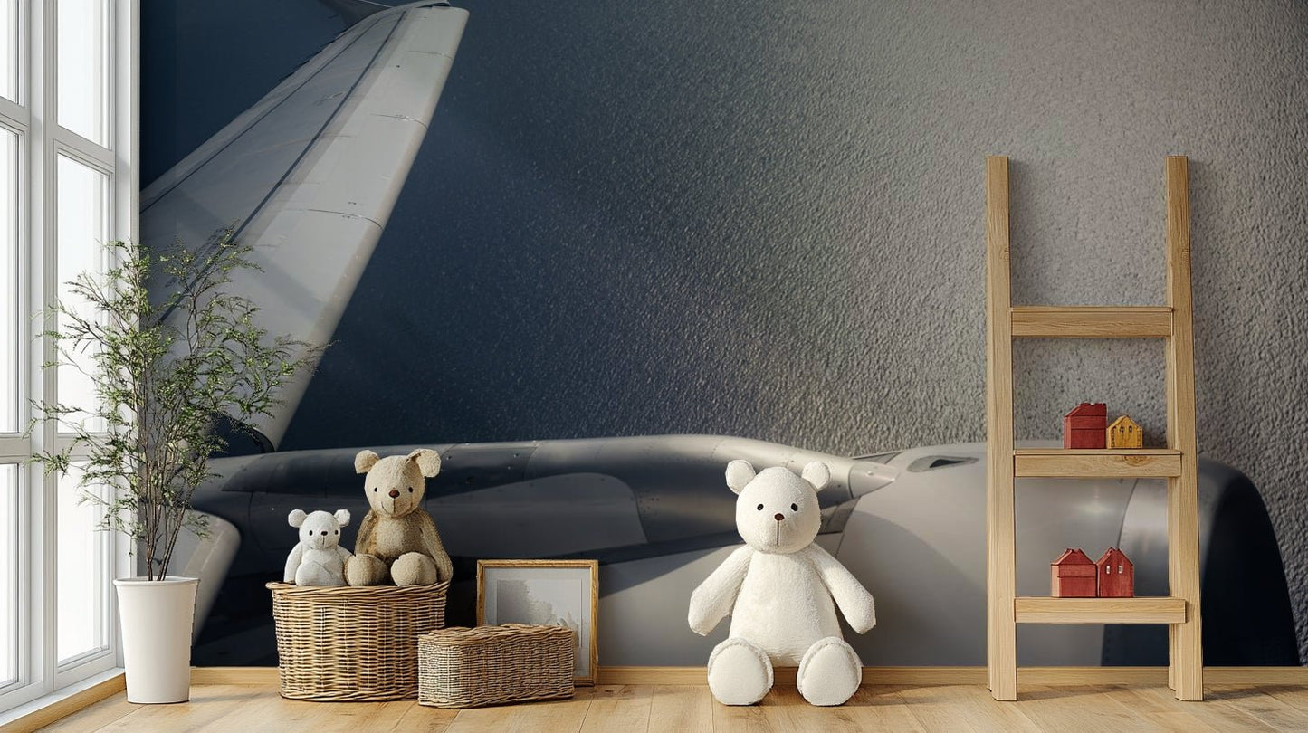 A beautiful coastal town wall mural for a living room.

