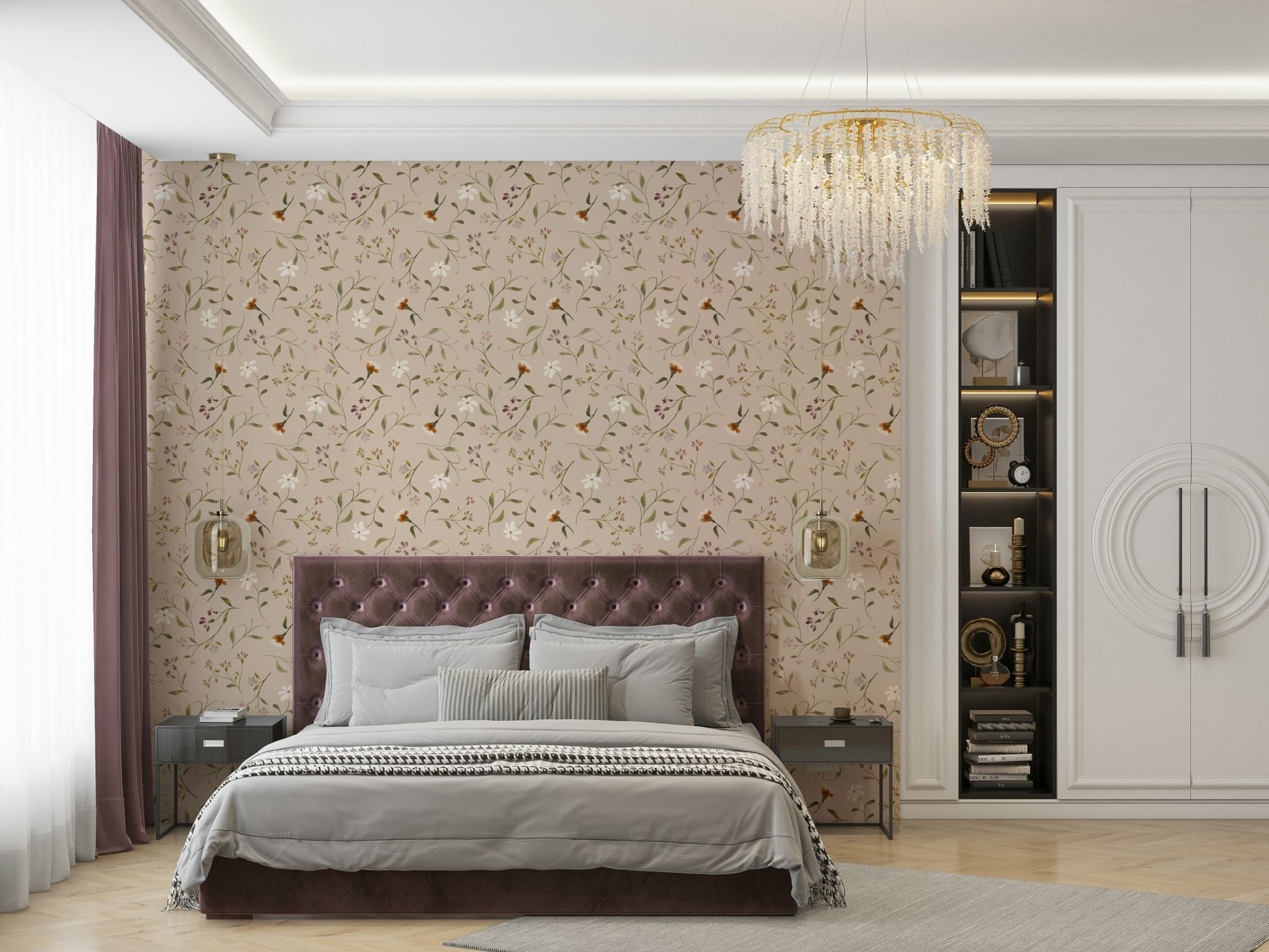 Decorative wall design featuring memories in petals cream

