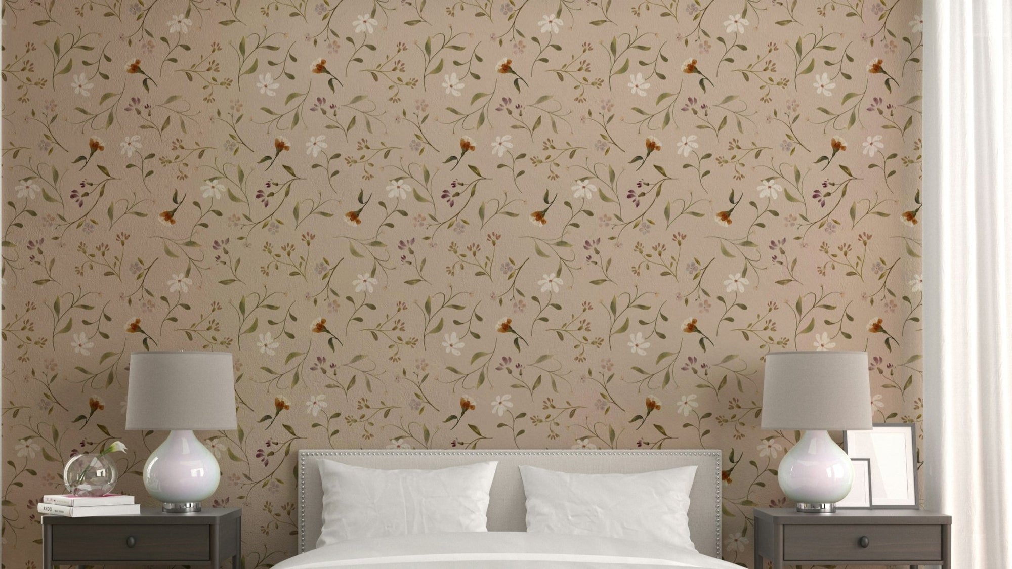 Memories in Petals cream wallpaper with floral design GD826

