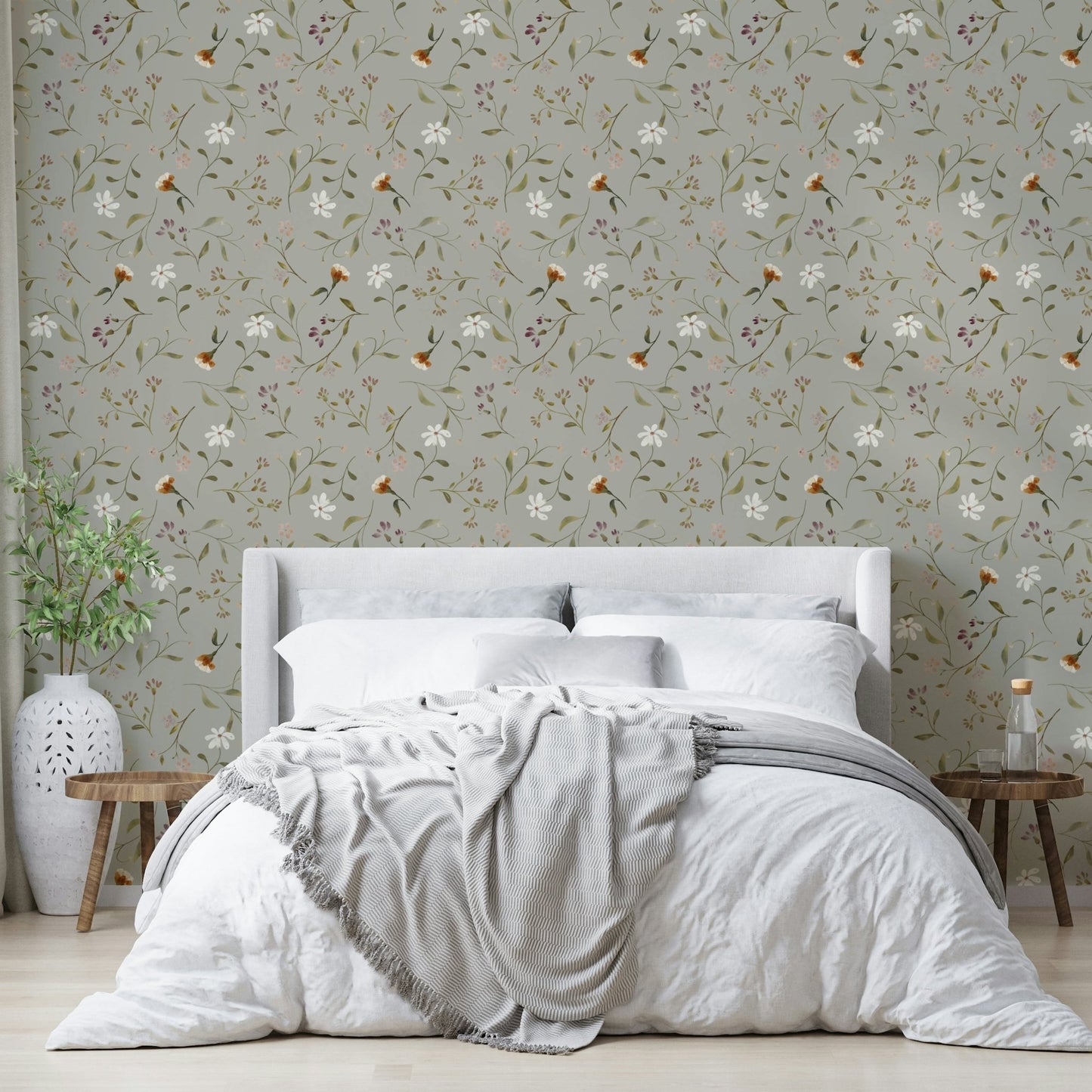 Olive tone wallpaper featuring subtle petal shapes

