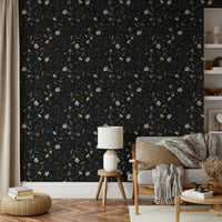 Twilight themed floral wallpaper for living room

