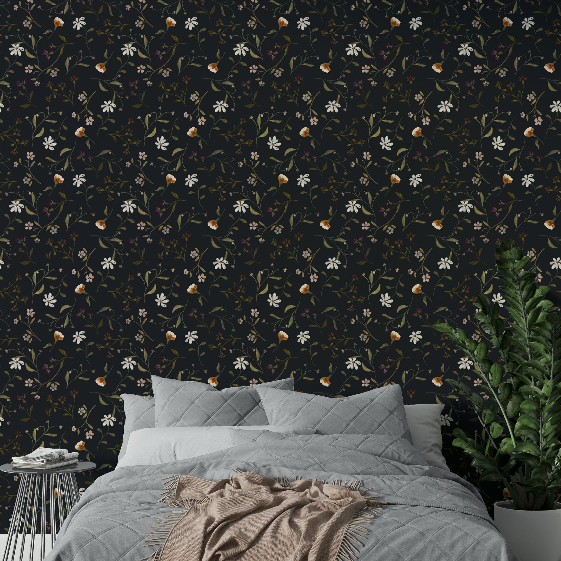 Elegant floral wallpaper Memories in Petals Twilight

