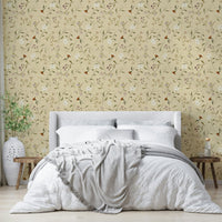 Memories in Petals Vanilla Wallpaper shown on living room wall GD832