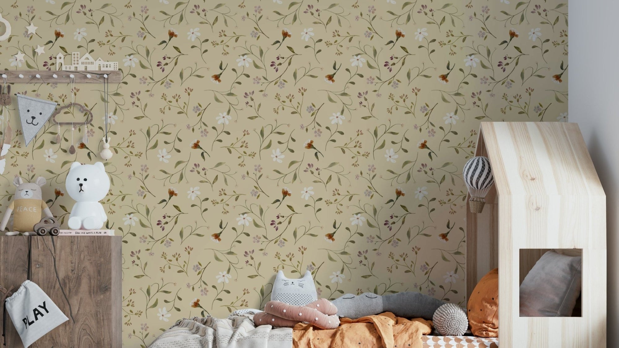 Vanilla-colored Memories in Petals wallpaper detail shot GD832

