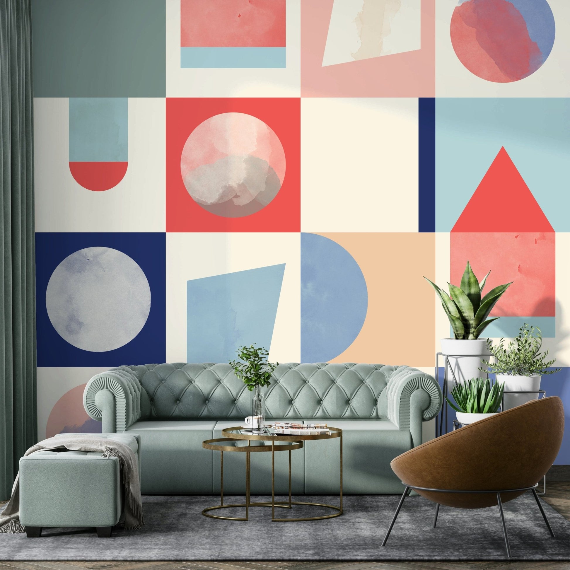 Dark toned modern mural wallpaper

