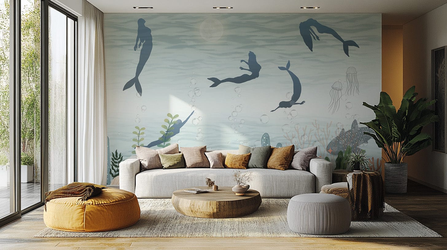 Mermaid Whispers Ocean Mural, B910