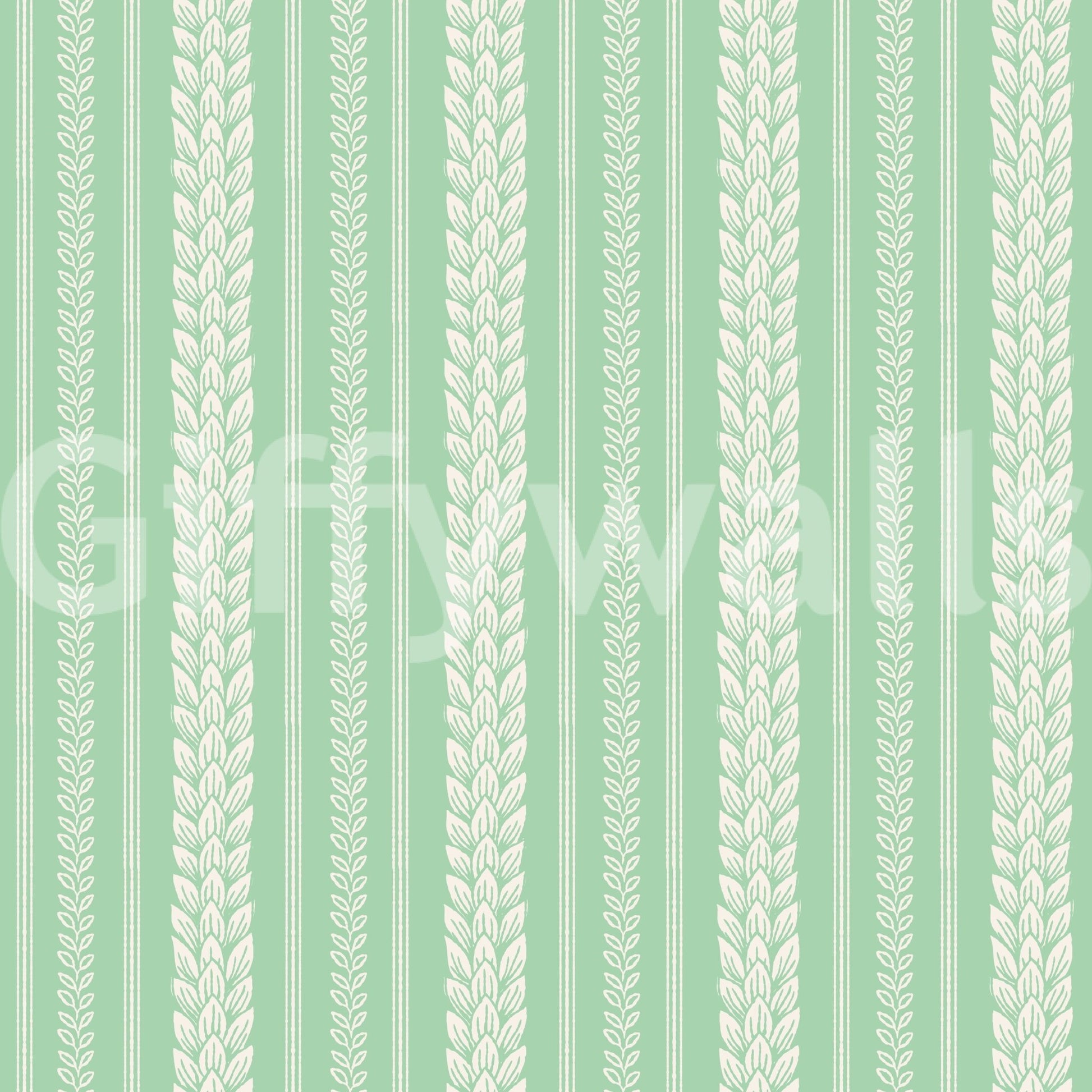 Classic cherry wallpaper with green stripes

