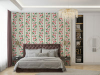 Dining room accent wall with red and green stripes


