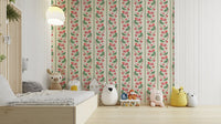 Bright red and green striped wallpaper design

